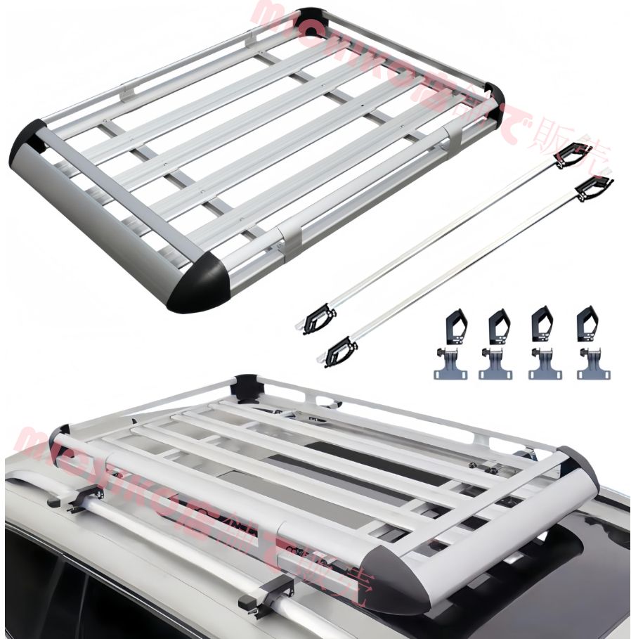 ルーフラック ルーフキャリア アルミ 汎用型 長さ160 幅100 耐荷重150kg カーキャリア カーゴラック 防錆 耐摩耗性 頑丈な構造 SUV ミニバン対応 簡易取り付け アウトドア 旅行 露営用 シルバー