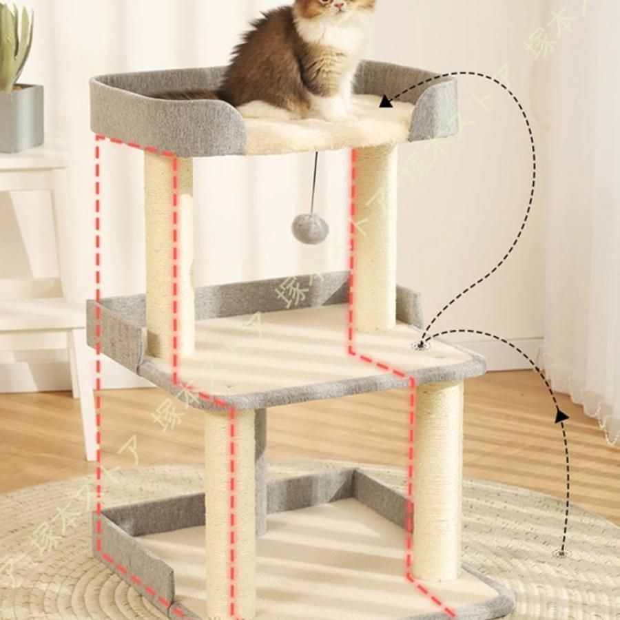 キャットタワー ミニ 猫タワー 小型 キャットタワー 低い コンパクト 小さめ 据え置き 爪とぎポール 猫 爪研ぎ 天然麻紐 猫のおもちゃ 省ス WWW_GEBZETESISAT_COM_TR