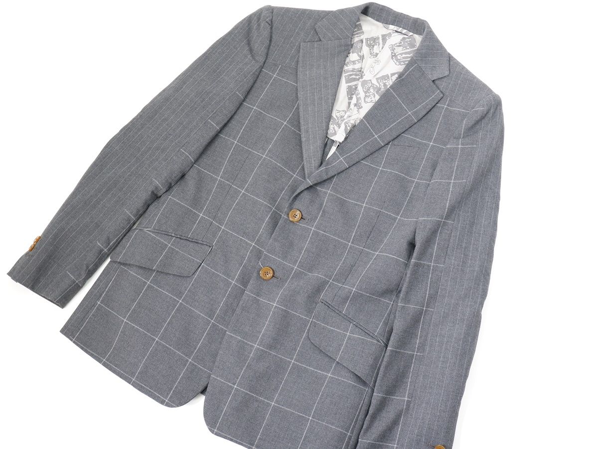 Vivienne Westwood MANヴィヴィアンウエストウッドマン ウィンドウペンチェック×ピンストライプ切替2Bウールジャケット【MJKA68753】 Vivienne Westwood MANヴィヴィアンウエストウッドマン ウィンドウペン
