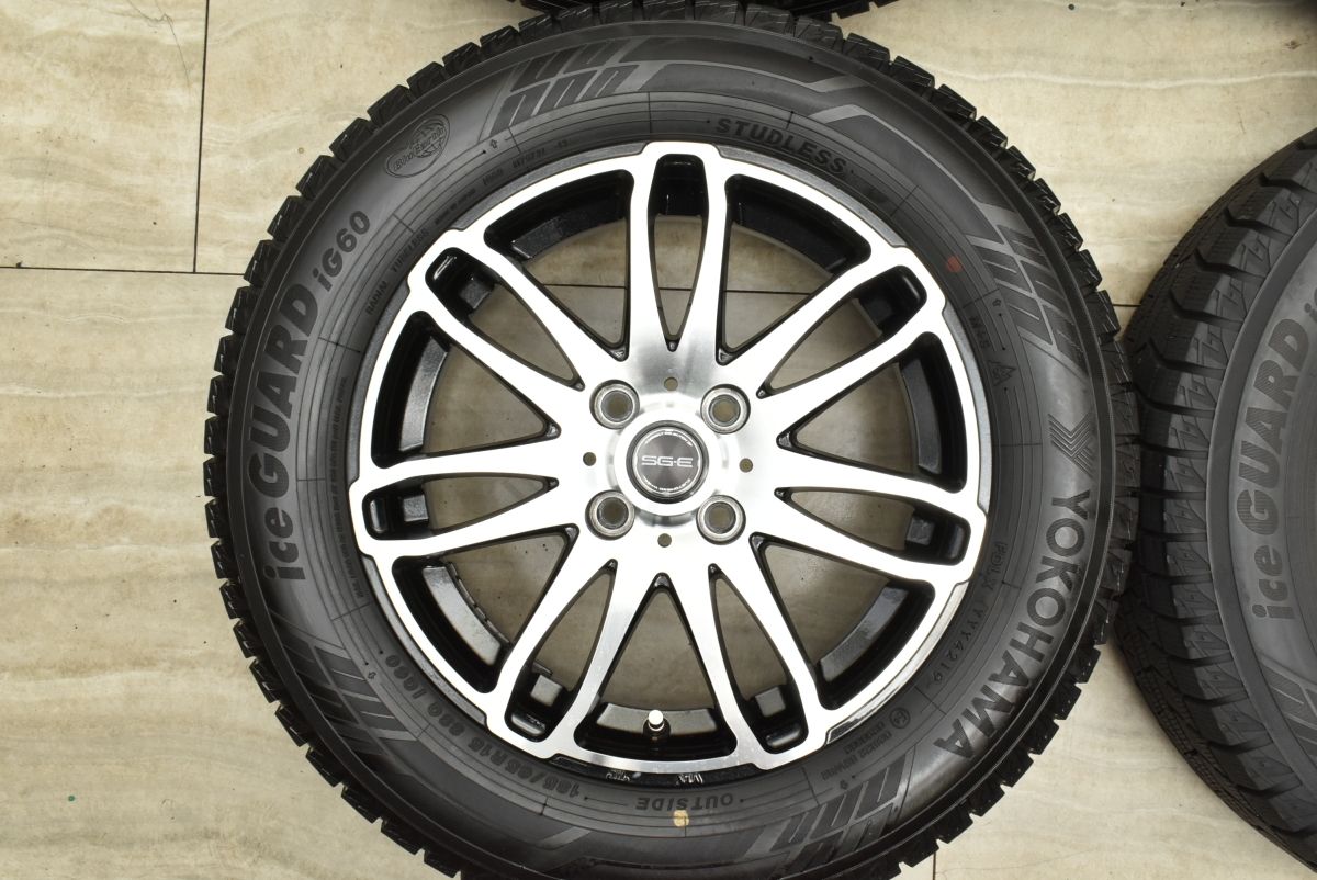 【程度良好品】SG-E 15in 5.5J +42 PCD100 ヨコハマ アイスガード iG60 185/65R15 ヤリス アクア ノート MAZDA2 デミオ フリード 送料無料