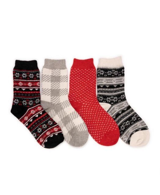 送料無料 ムクルクス レディース 靴下 アンダーウェア Women s Holiday 4 Pair Pack Socks Black red silver