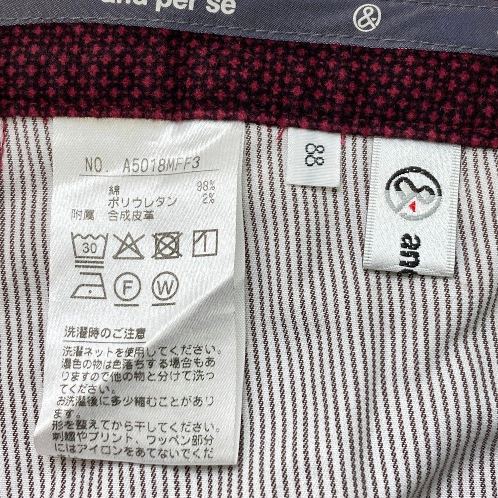 サイズ：88 AND PER SE アンパスィ  起毛 ストレッチパンツ 総柄 レッド系 [240101413604] ゴルフウェア メンズ ストスト サイズ：88 AND PER SE アンパスィ 起毛 ストレッチパンツ 総柄