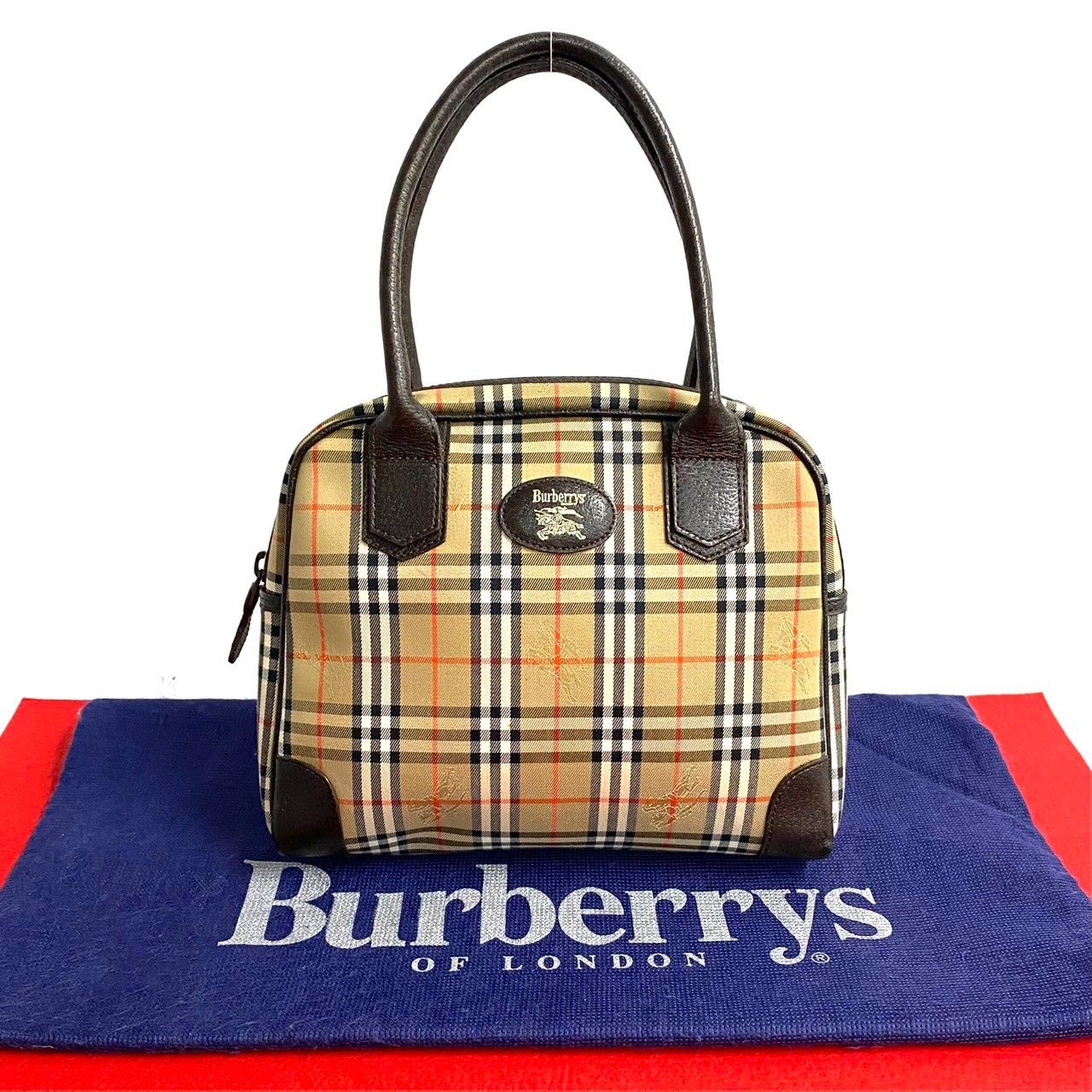 【美品】Burberry ノバチェック シャドーホース ハンドバッグ BURBERRY バーバリー ミニボストンバッグ ハンドバッグ シャドー