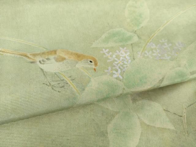 平和屋着物●本場大島紬　訪問着　作家物　手描き　花鳥文　正絹　逸品　DAAS3876ps 平和屋着物○本場大島紬 訪問着 作家物 手描き 花鳥文 正絹 逸品