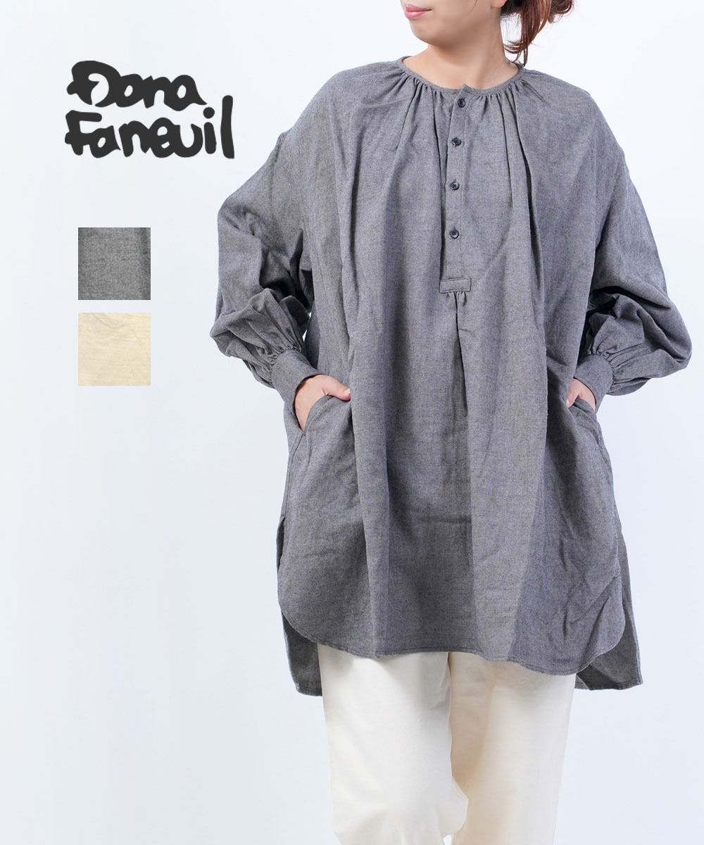 ダナファヌル DANA FANEUIL ネックギャザー シャツ チュニック D-6321409-0232102 レディース ◎