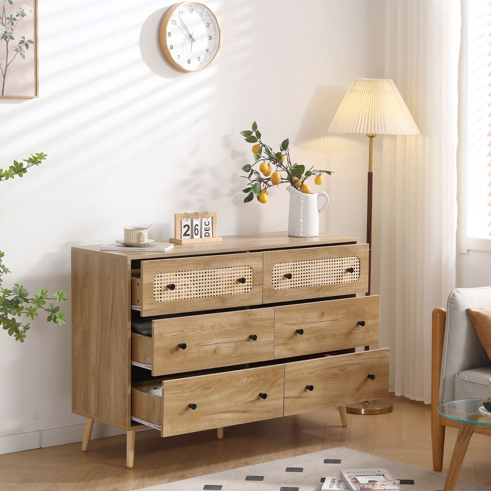 ナチュラル ラタン サイドボード 韓国風 インテリア