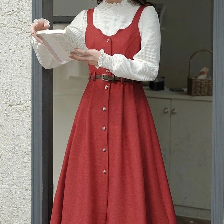 新品】レトロガーリー♡カレッジスタイルフレアワンピース