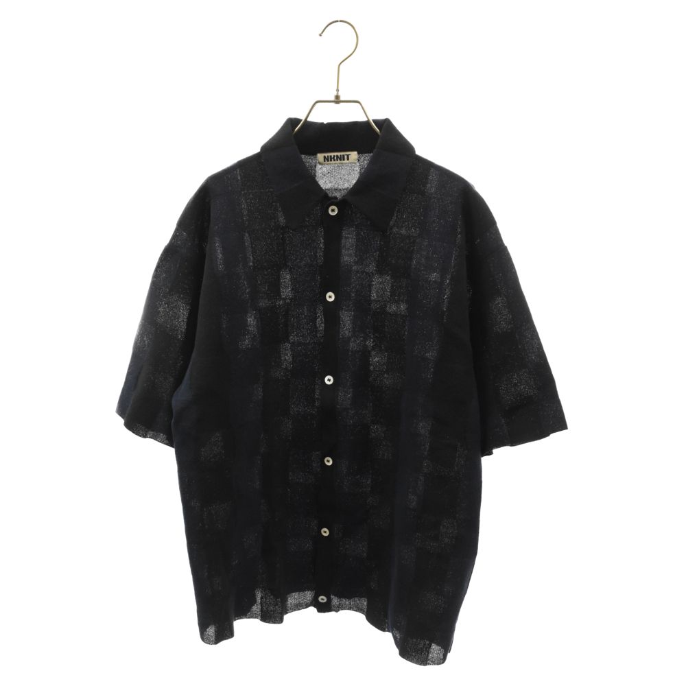 NKNIT (ンニット) 24SS CHECKER PATTERN KNIT SHIRT チェッカー  