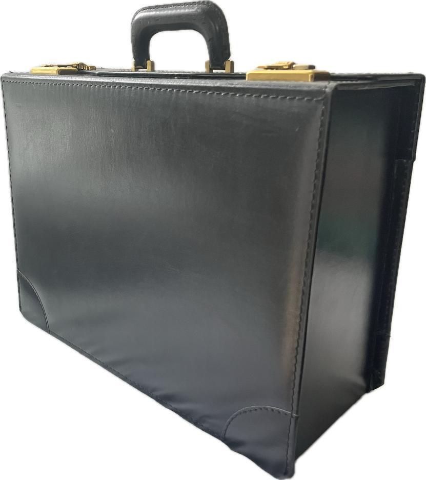 ビジネスバッグ アタッシュケース レザー 黒 鍵付き 書類入れ 鞄 古道具 レトロ 