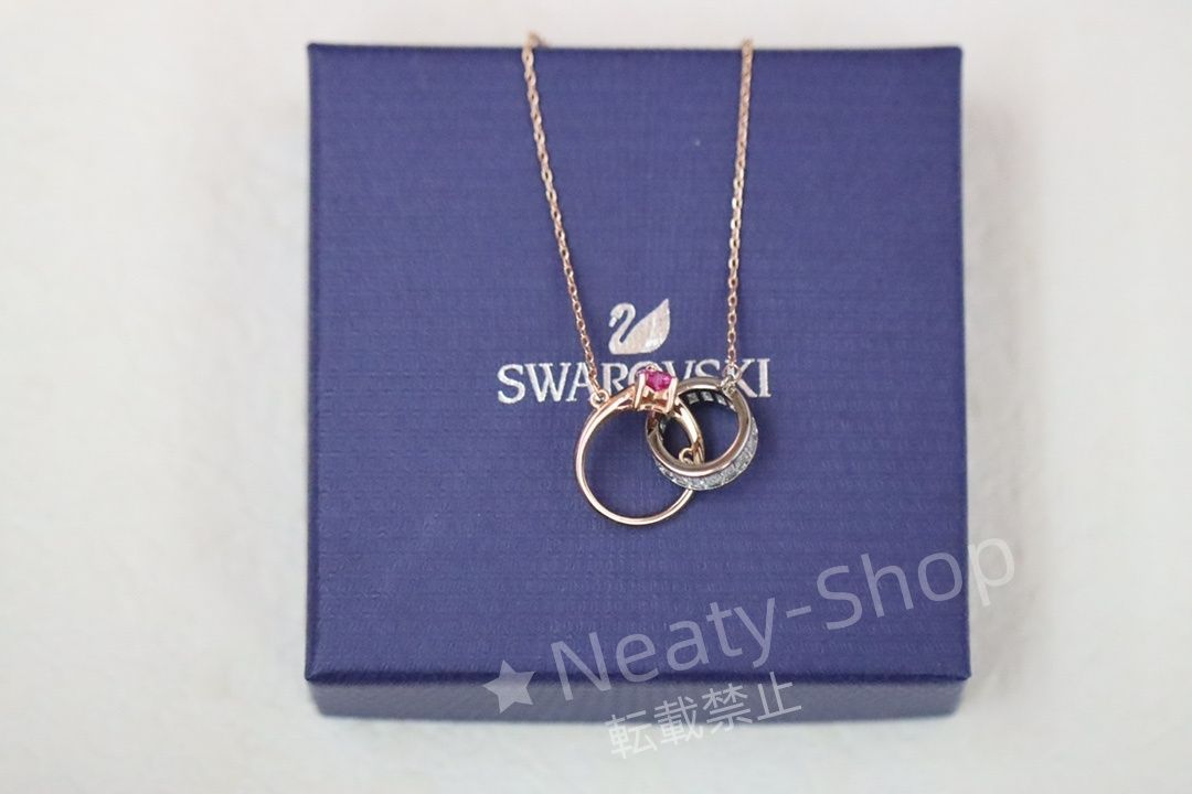 💗新品💗Swarovski  ファッショローズゴールドリングダブルリング鎖骨ネックレス