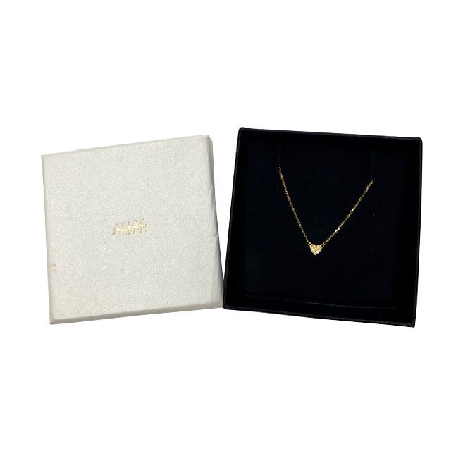 AHKAH アーカー ハートパヴェ ダイヤ ネックレス K18YG D0.05ct