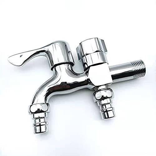 新品 2口水栓 二股蛇口 分配水栓 洗濯機 合金 蛇口 二重ハンドル