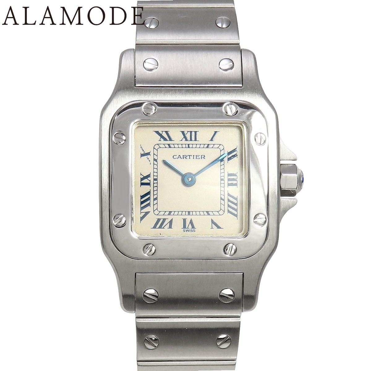 カルティエ サントスガルベ SM W20056D6 SS クオーツ 腕時計 アイボリー シルバー レディース 40802154599 アラモード