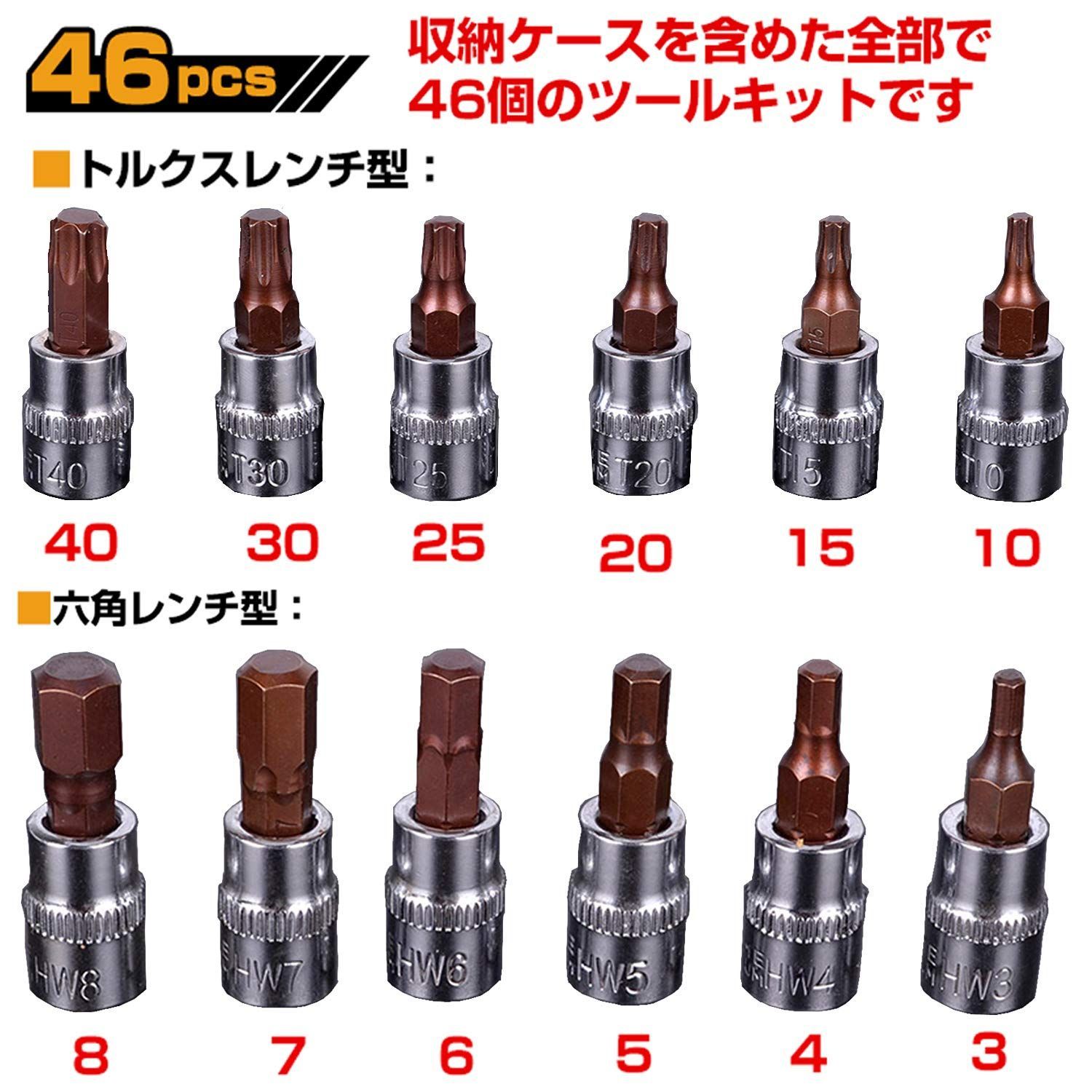 特価セール】ソケットドライバー組み合わせ ツール 46pcs 差込角6.3mm(1/4インチ)ラチェットレンチ ソケットレンチセット - メルカリ