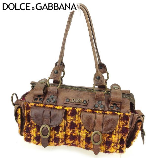 ドルチェ&ガッバーナ ショルダーバッグ ワンショルダー ドルガバ ツイード ブラウン イエロー ウール×レザー DOLCE&GABBANA バッグ  バック 肩掛け 収納 バッグ T13260 - メルカリ