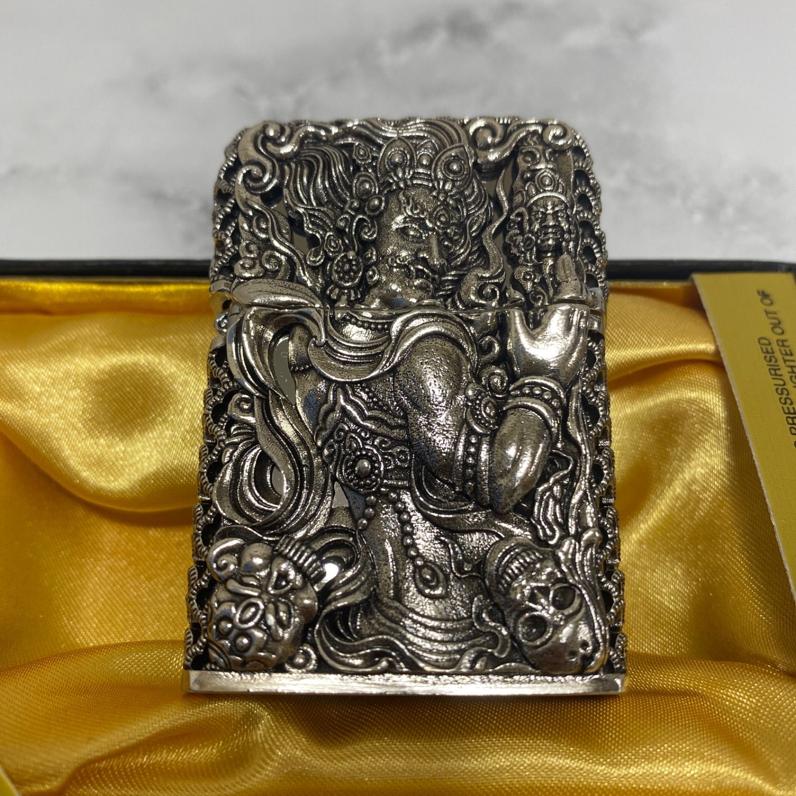 不動明王 全面装飾 フルオーダー フルメタルジャケット Zippo 和彫り