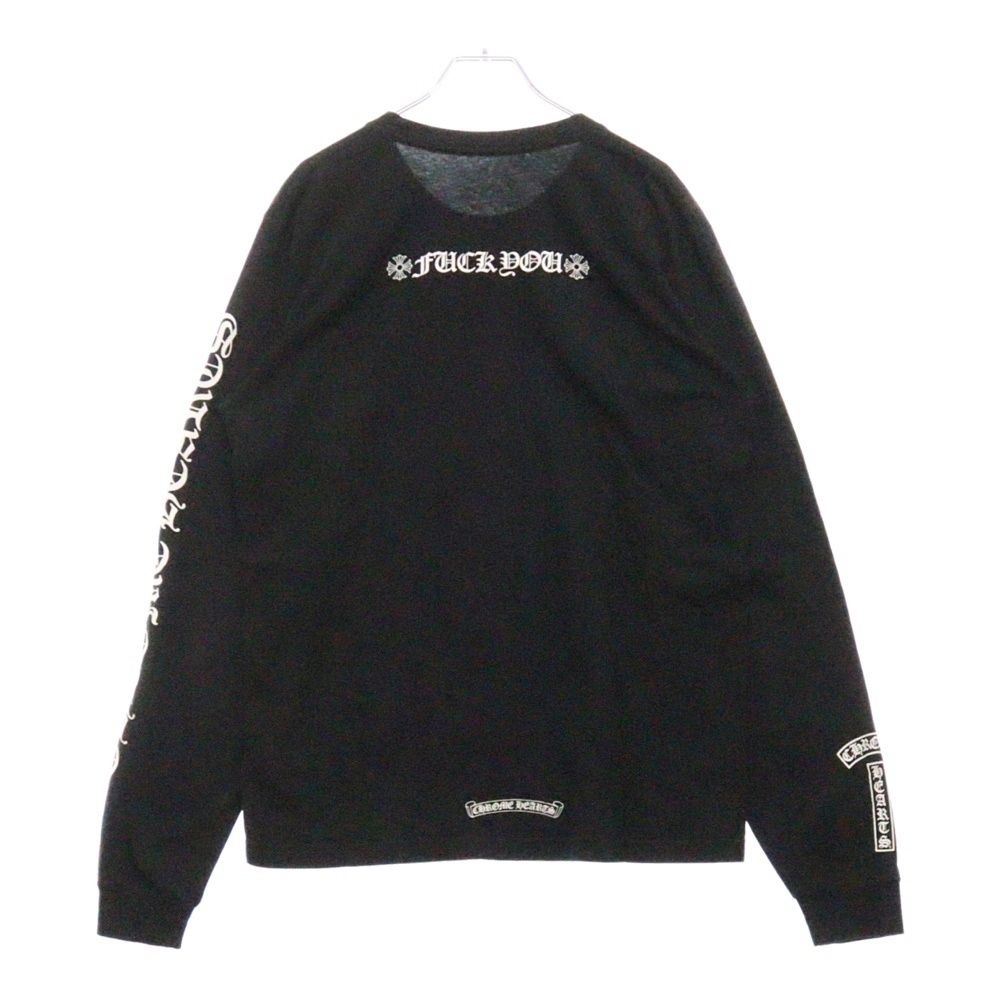CHROME HEARTS★スクロールロゴ FUCK ポケット付き 長袖 Tシャツ CHROME HEARTS 新品正規品 クロムハーツ Tシャツ ブラック