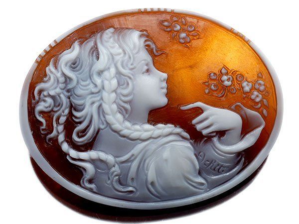 恋人たち　シェル　カメオ　ルース ジュエリー極】マリアーノ・アキート作 健やかな表情の女性像