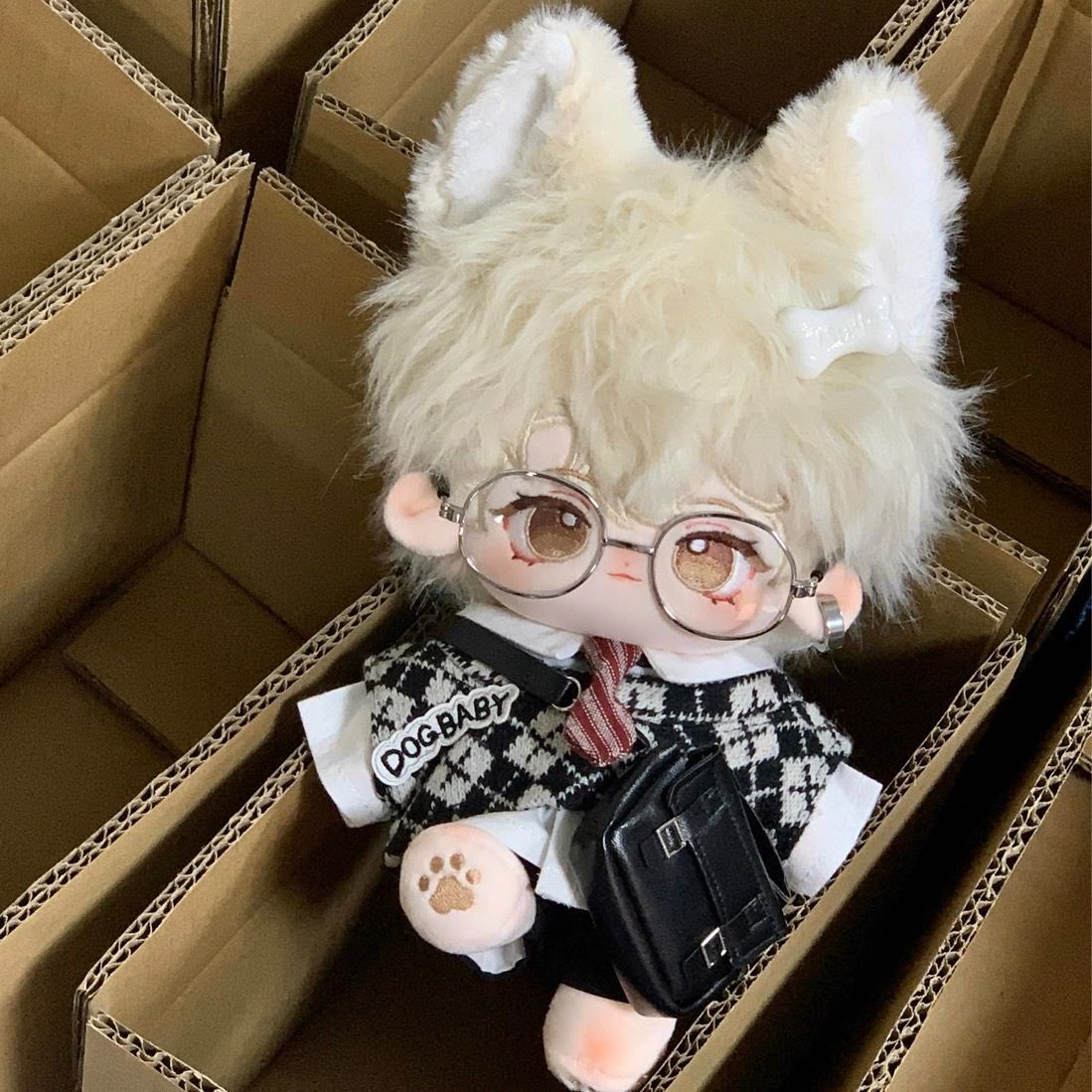 20cmぬい】ぬい本体 スケルトン 骨 尻尾 ぬいぐるみ リボン 金髪