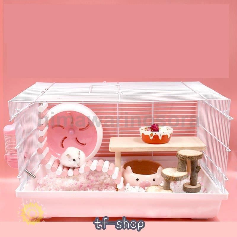 ハムスター用品 ハムスターケージ 小動物用ケージ ケージ 広いハウス かご 飼育 大きい 透明 2階建てハムスターケージ 全部揃った飼育セッ