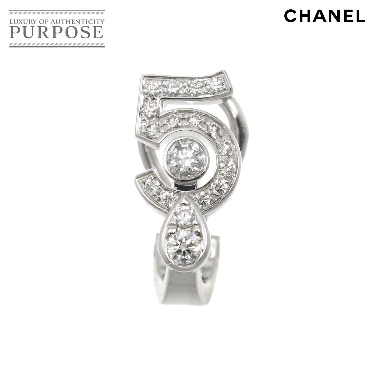 シャネル CHANEL エターナル No.5 シングル ダイヤ ピアス K18 WG 750 片方のみ 片耳 Earrings Pierced 90278664