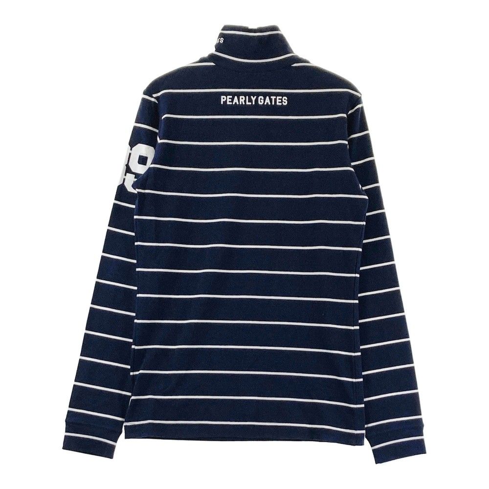 サイズ：0 PEARLY GATES パーリーゲイツ  ハイネック 長袖Tシャツ ロゴ  ネイビー系 [240101428502] ゴルフウェア レディース ストスト PEARLY GATES パーリーゲイツ ハイネック 長袖Tシャツ ネイビー