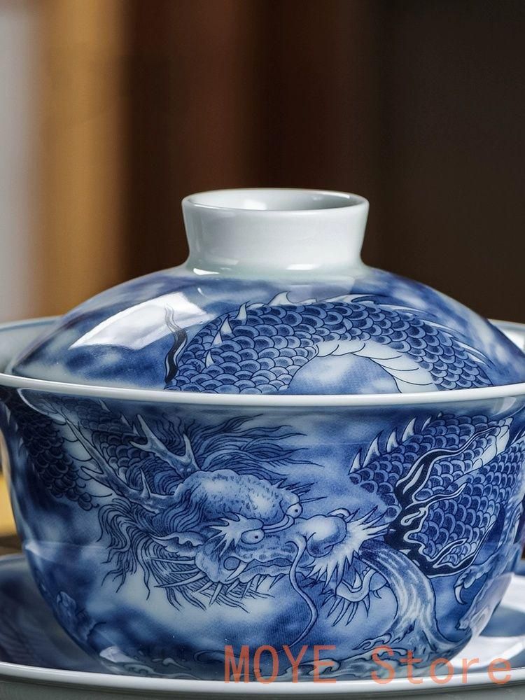 景徳鎮 青花磁器竜紋三才蓋碗 煎茶器 新品未使用 景徳鎮 青花竜紋三才蓋碗 茶碗 湯飲み煎茶器 新品未使用 - メルカリ
