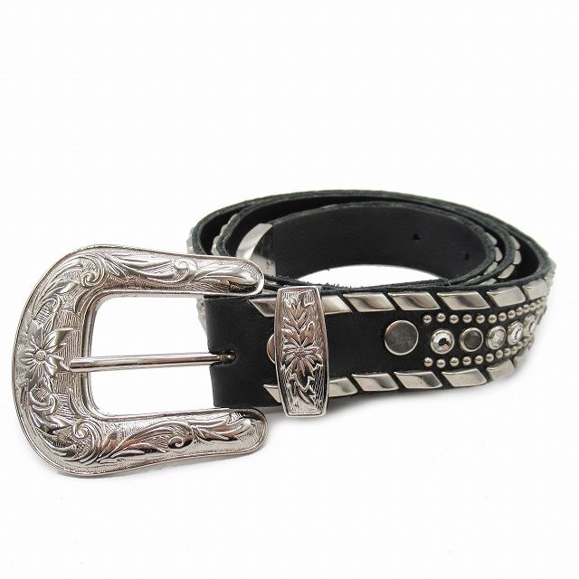 Kippys キッピーズ ベルト 黒色 レザー 皮革 レザー スワロフスキー