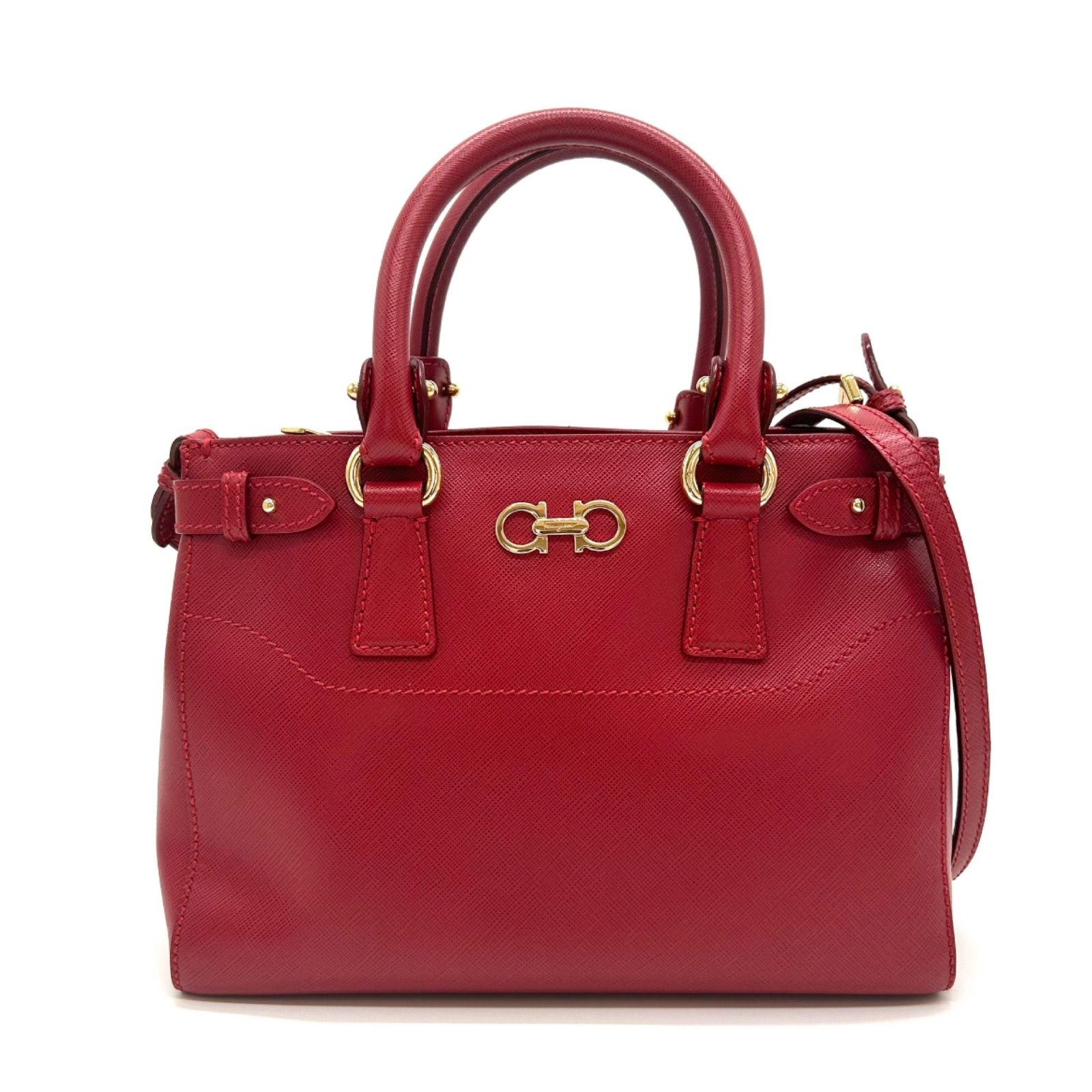 サルヴァトーレ フェラガモ ２WAY ショルダーバッグ ハンドバッグ レザー レッド Salvatore Ferragamo レディース