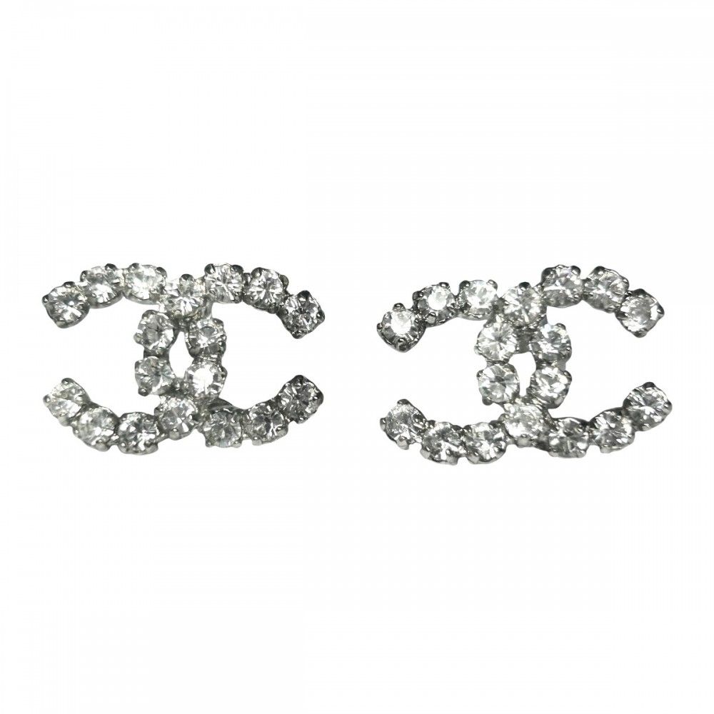 シャネル ピアス レディース ココマーク アクセサリー ココ CHANEL ラインストーン 04V シルバー 約4.8g 2004年