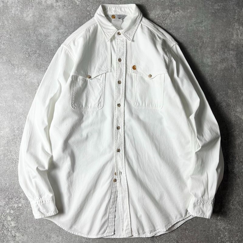 80s 三角タグ Carhartt 長袖 コットン キャンバス シャツ / 80年代