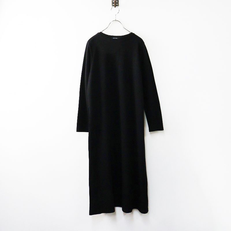 定価2.8万 2025AW パドカレ pas de calais ウォームストレッチポンチワンピース 36 ブラック ドレス ロング 2400014618525