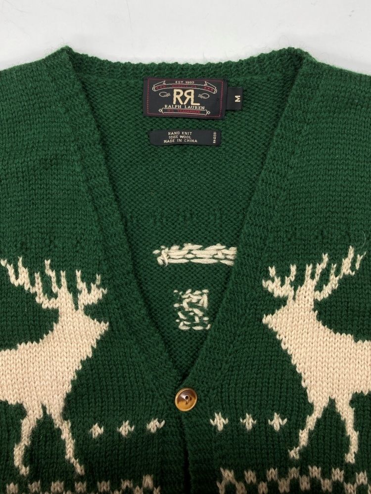 ダブルアールエル　カウチンベスト　トナカイ　三つ星タグ　ノルディック柄 ダブルアールエル RRL 90s WOOL VEST ウール ベスト カウチン