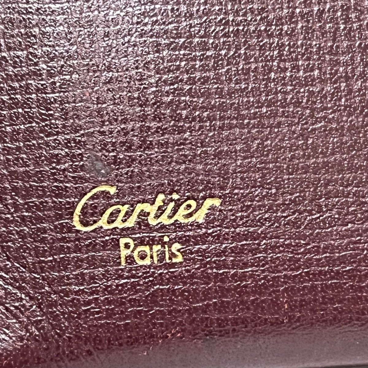 Cartier(カルティエ) カードケース マストライン ボルドー×ゴールド パスケース付き レザー