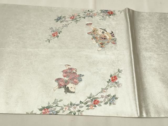 【期間限定】 平和屋着物○京人形師 関原紫水監修 童子花 紅花染め 太鼓柄袋帯 着物・浴衣