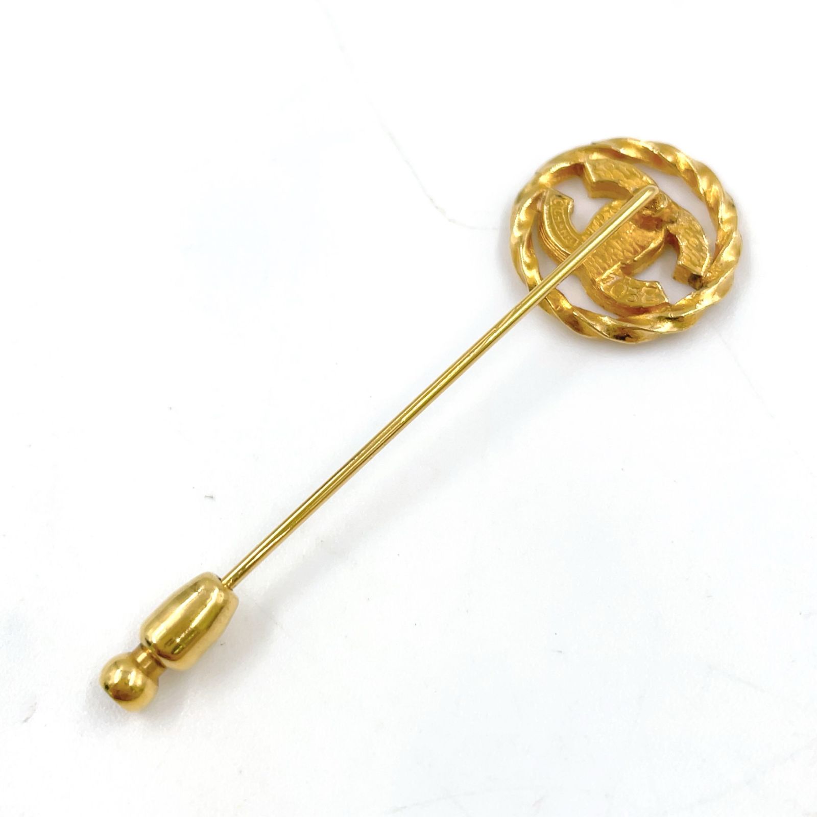 CHANEL ココマーク GP×ラインストーン ゴールド ブローチ