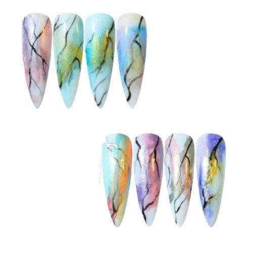 メルカリshops Art 014 セルフネイル ミラー効果 水彩パレット 6色 水彩ネイル