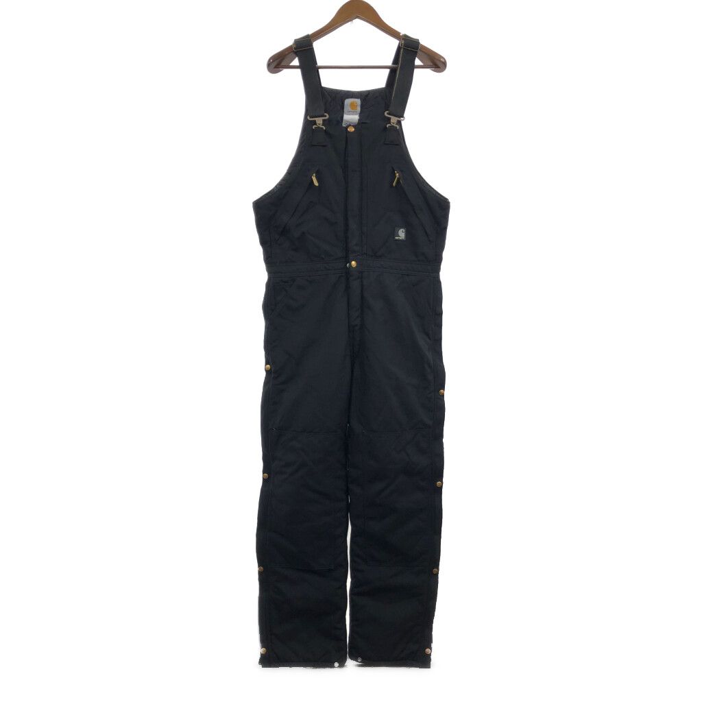 Carhartt カーハート ナイロン ダブルニー ビブオーバーオール ワーク ブラック メンズ W38 L33相当 古着 Q5291