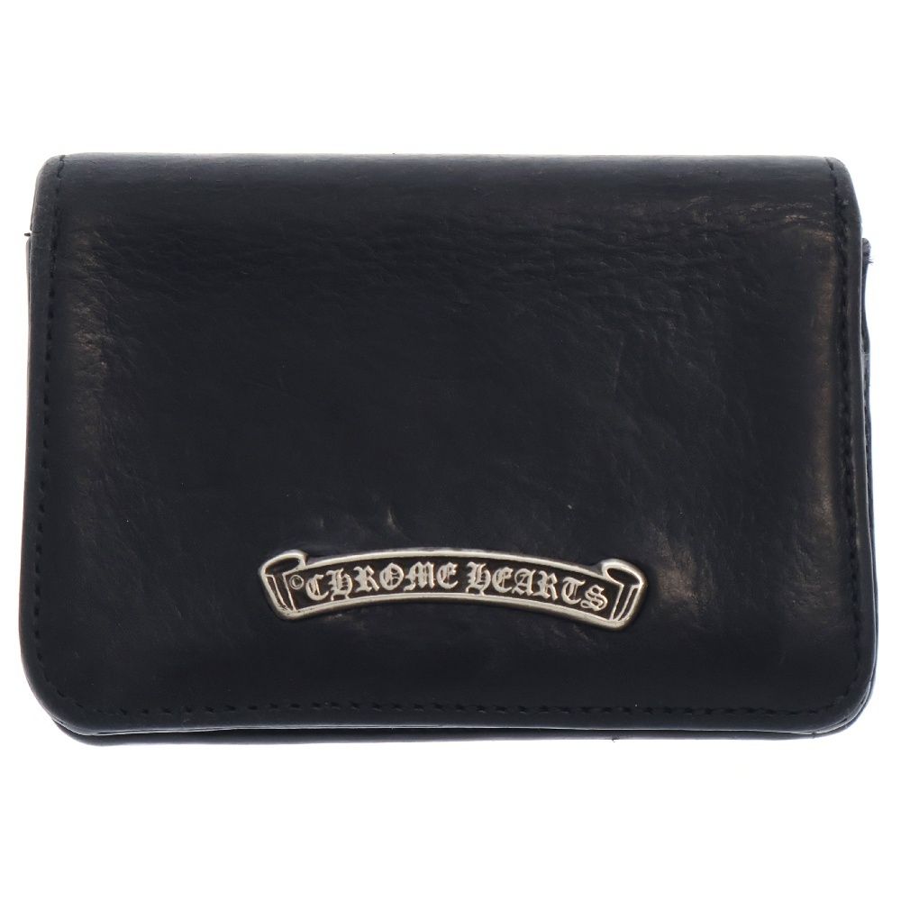 CHROME HEARTS (クロムハーツ) CARD CASE スクロールラベル レザー 
