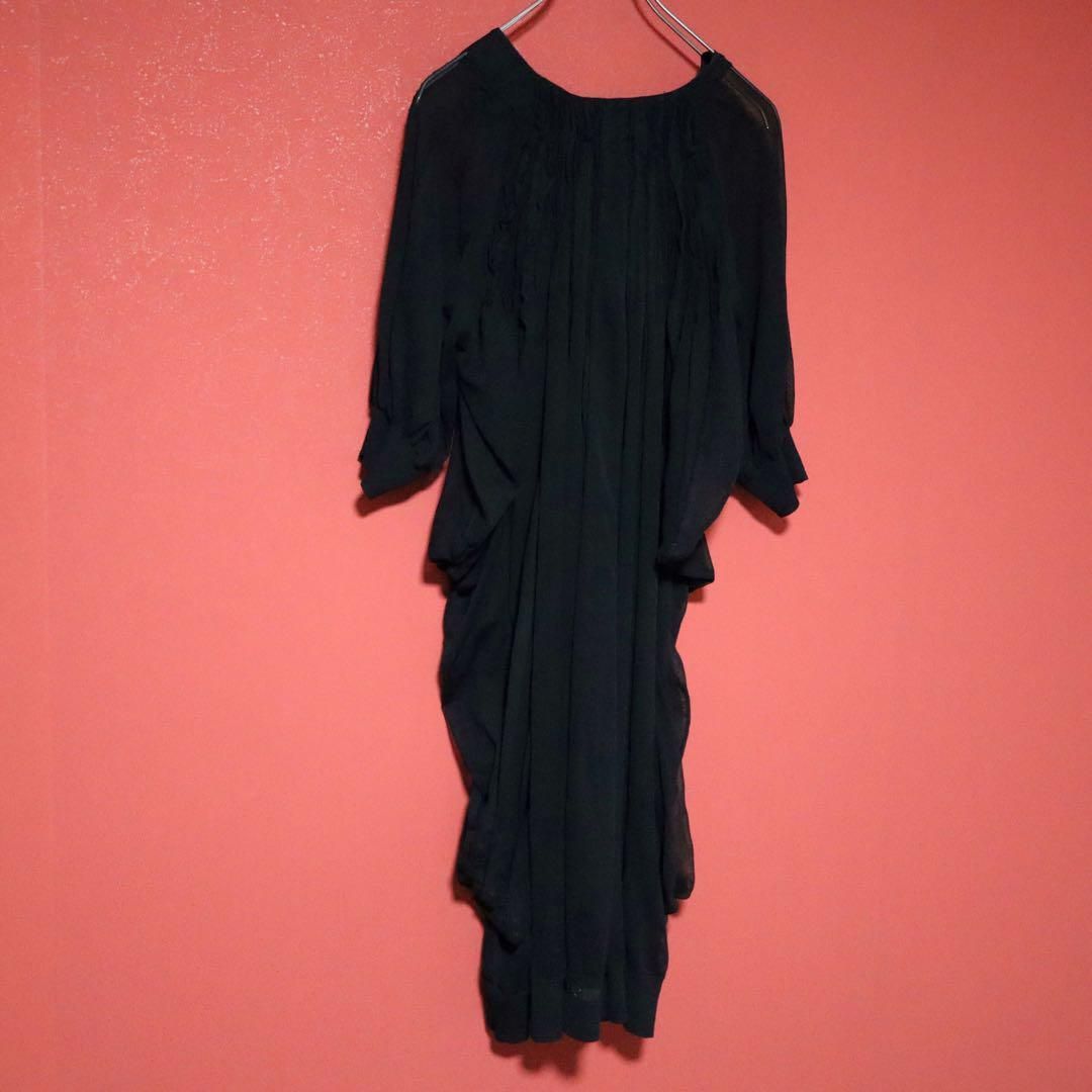 美品】sacai 09AW シフォンプリーツ シースルー ロングワンピース  