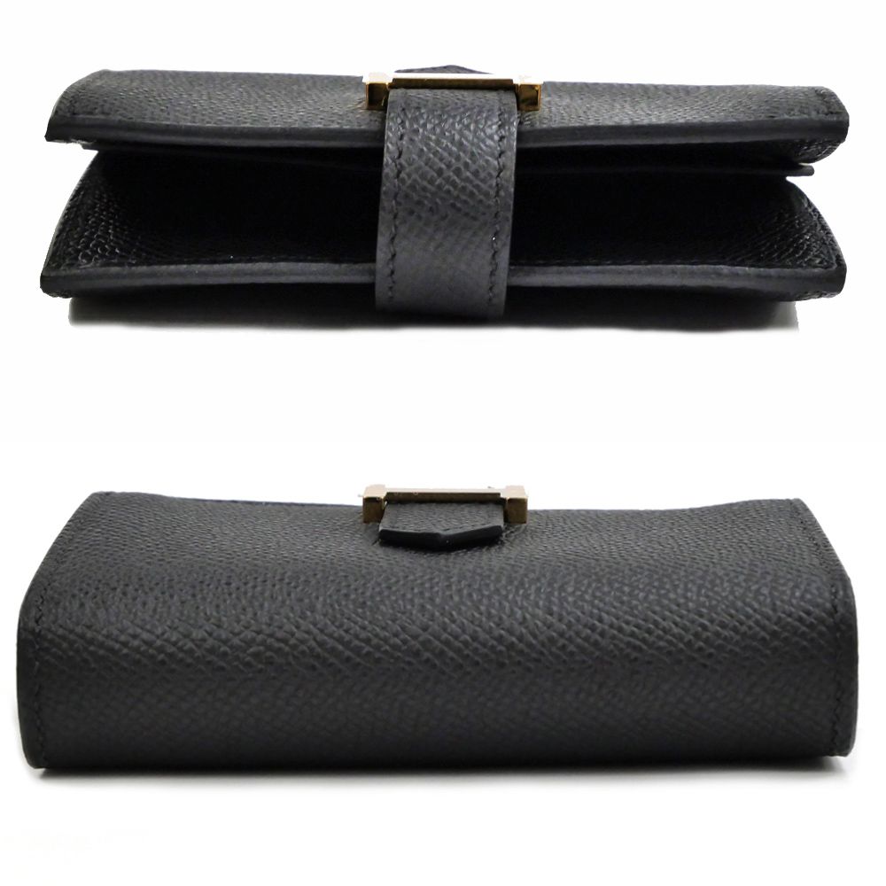 HERMES 二つ折り財布 ベアンミニ ヴォーエプソン レザー ローズティリアン ピンク系 □O刻印