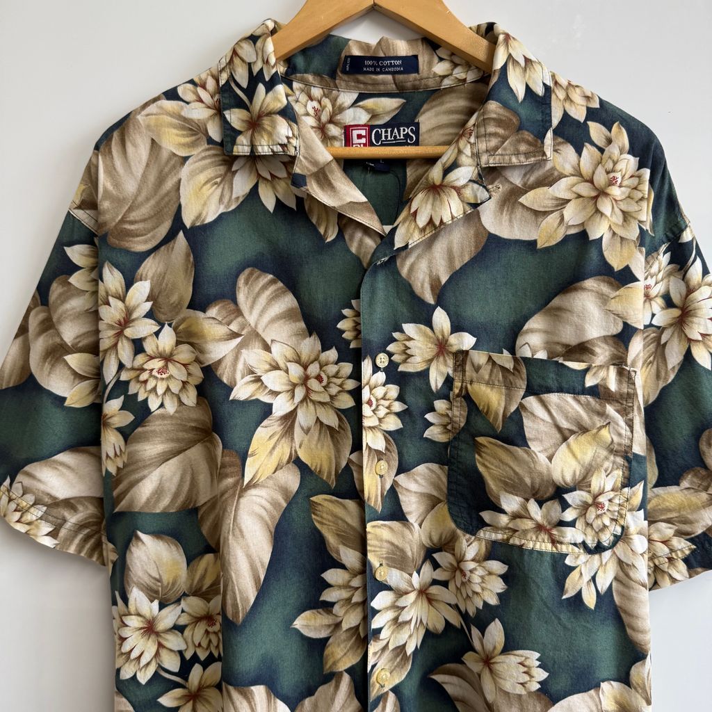 90s ポロジーンズ 開襟 総柄 ボタニカルシャツ L 黄　オープンカラー 90s ポロジーンズ 開襟 総柄 ボタニカルシャツ L 黄オープンカラー