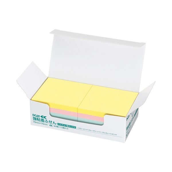 まとめ コクヨ 強粘着ふせん K2 75×75mm パステル 7色 K2メ-KP7575X10 1パック 10冊 ×5セット
