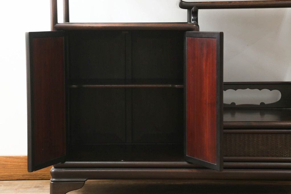 飾り棚 和製アンティーク 昭和初期 唐木 本紫檀 シタン材 漆塗り