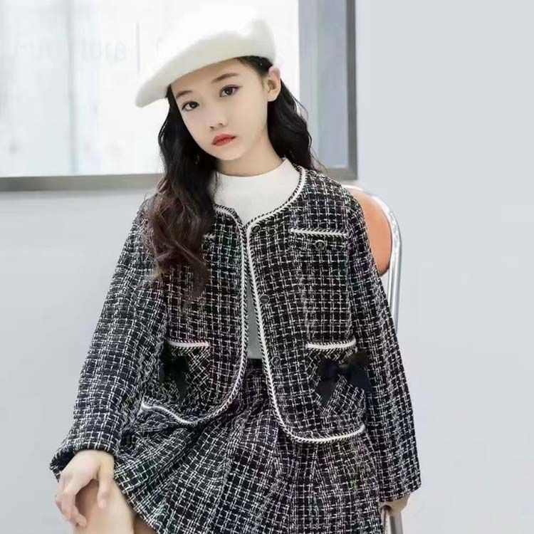 セットアップ 女の子 スーツ 入学式 ツイード ジャケット 子供 上品 プリーツスカート フォーマル キッズ 160 七五三 入園式 発表会 お呼ばれ 結婚式 セレモニー 卒園式 スカート cjfj 143023