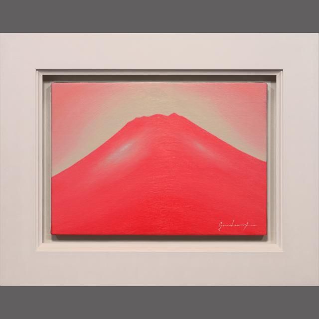 優しいピンクの桜色に染まる紅富士(梨ヶ原)△がんどうあつし絵画油絵ホワイト額縁付 - メルカリ