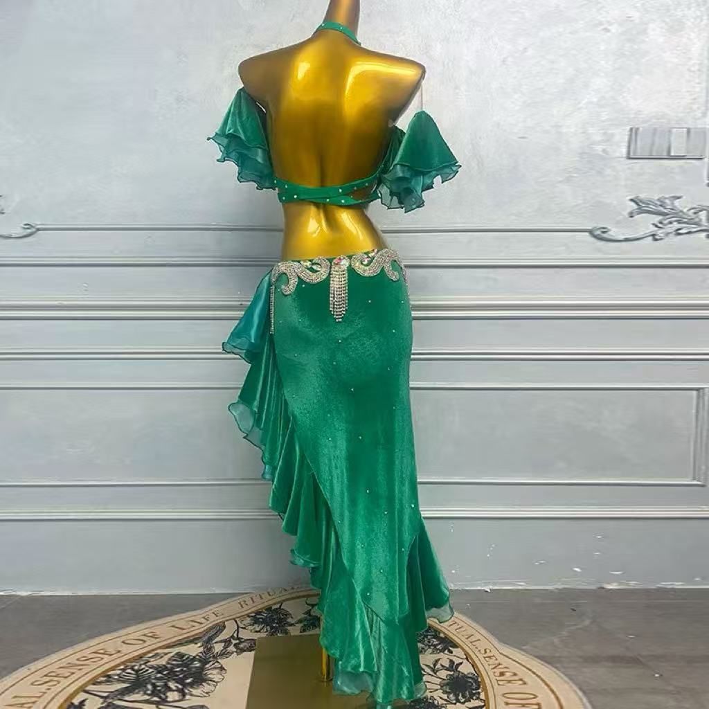 ベリーダンス 衣装 パフォーマンス ステージ コスプレ セクシー T 魅惑 大きいサイズ オープニングダンス 競技 ダンス セットアップオリエンタル バレエベリーダンスセット グリーン WWW_OLIVIERBERNSTEIN_COM