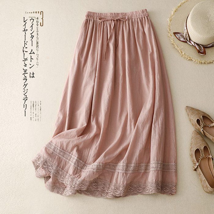 スカート レディース♥ フ スカート レース 裏地付き ロング丈 ロングスカート ウエストゴム ボトムス 夏 無地 カジュアル 体型カバー きれいめ 通勤 OL シンプル ゆったり おしゃれ リゾートabm111