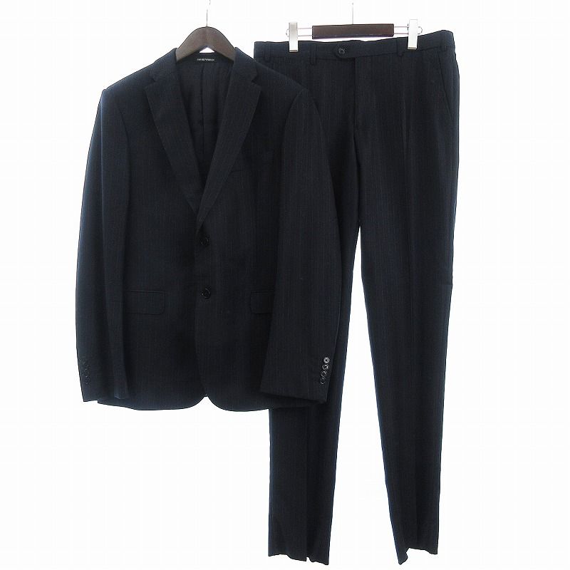 23区 44 XL オンワード樫山 ゆったり パンツスーツ グレー ストライプ