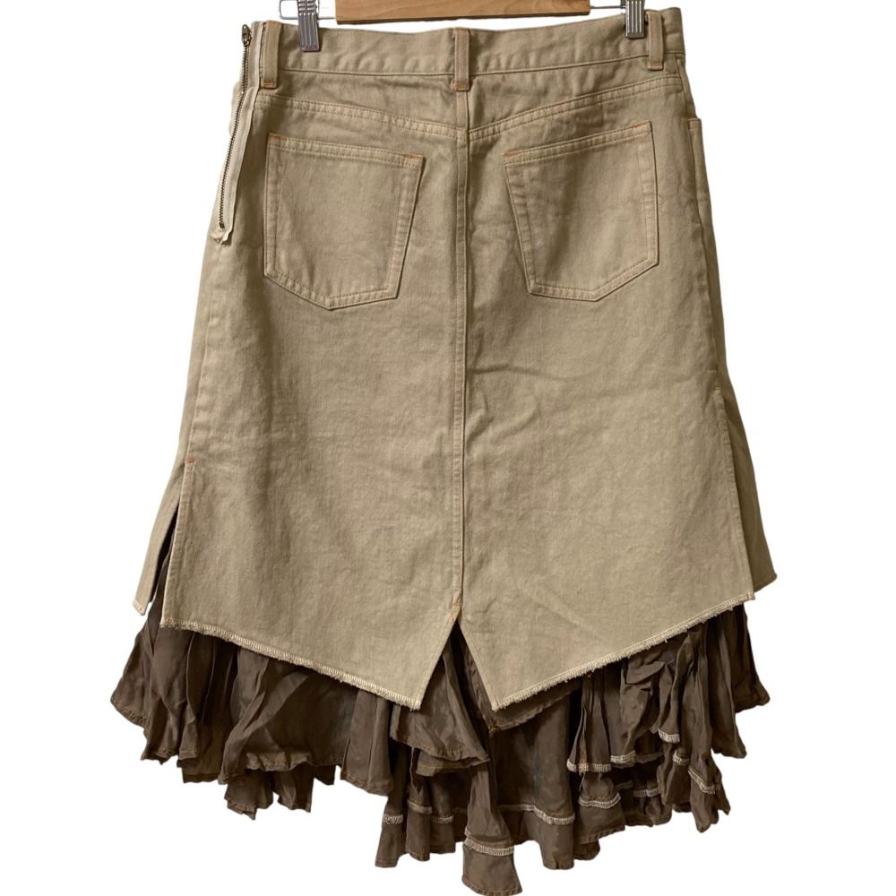 AD2011 tricot COMME des GARCONS トリコ コムデギャルソン 再構築 ツイルスカート TH-S012 Ｍサイズ ライトブラウン レディース 古着